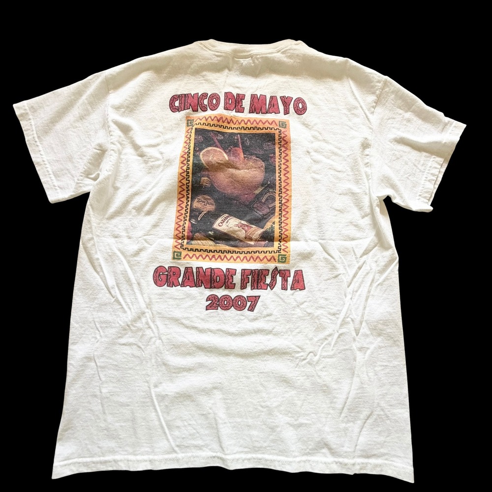 Senor Taco Y2K T-Shirt Mens L White Cinco De Mayo Mexican Restaurant Retro